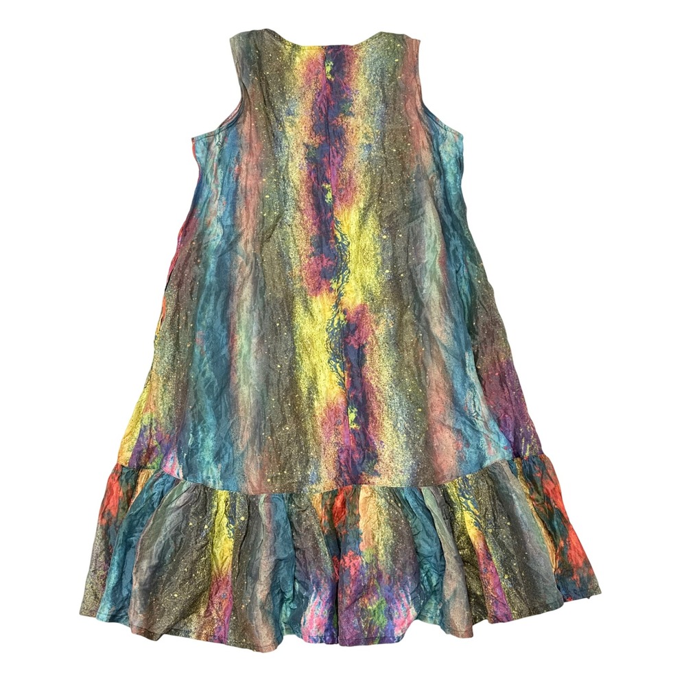 Bryn Walker Dress Size Large Zen Taffeta Nebulosa Abstract Cosmic Ruffled Hem - Picture 2 of 7